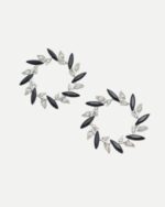 Round circle black/white pearl earing