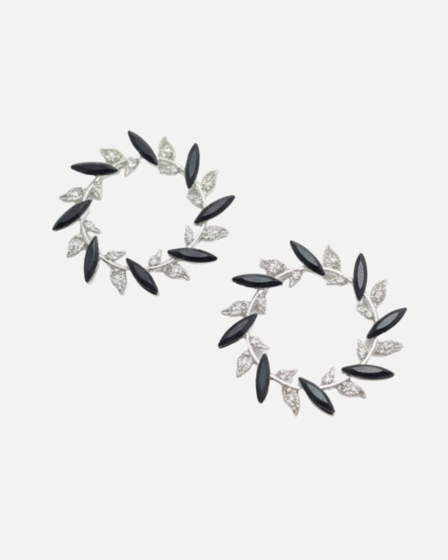 Round circle black/white pearl earing