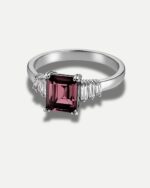 Emerald Cut Halo Pink Ring