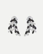 Black/silver rain drop earing