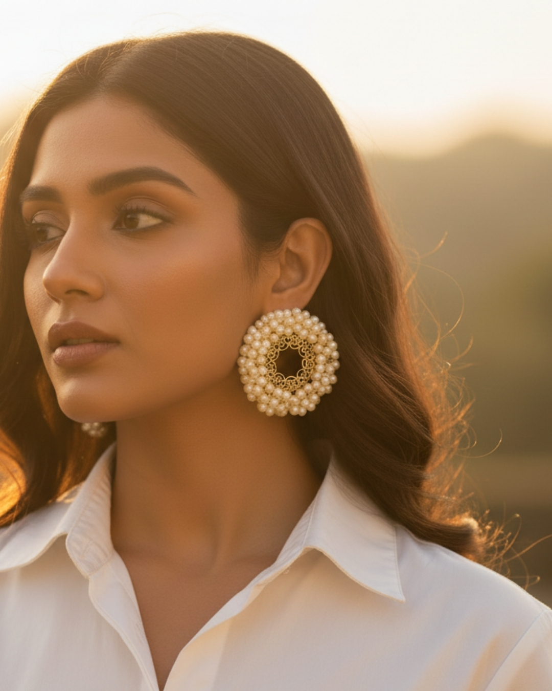 White pearls ethnic hollow earrings – Valerie jewelry