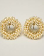 White pearl ethnic statement earrings for weddings and festive wear