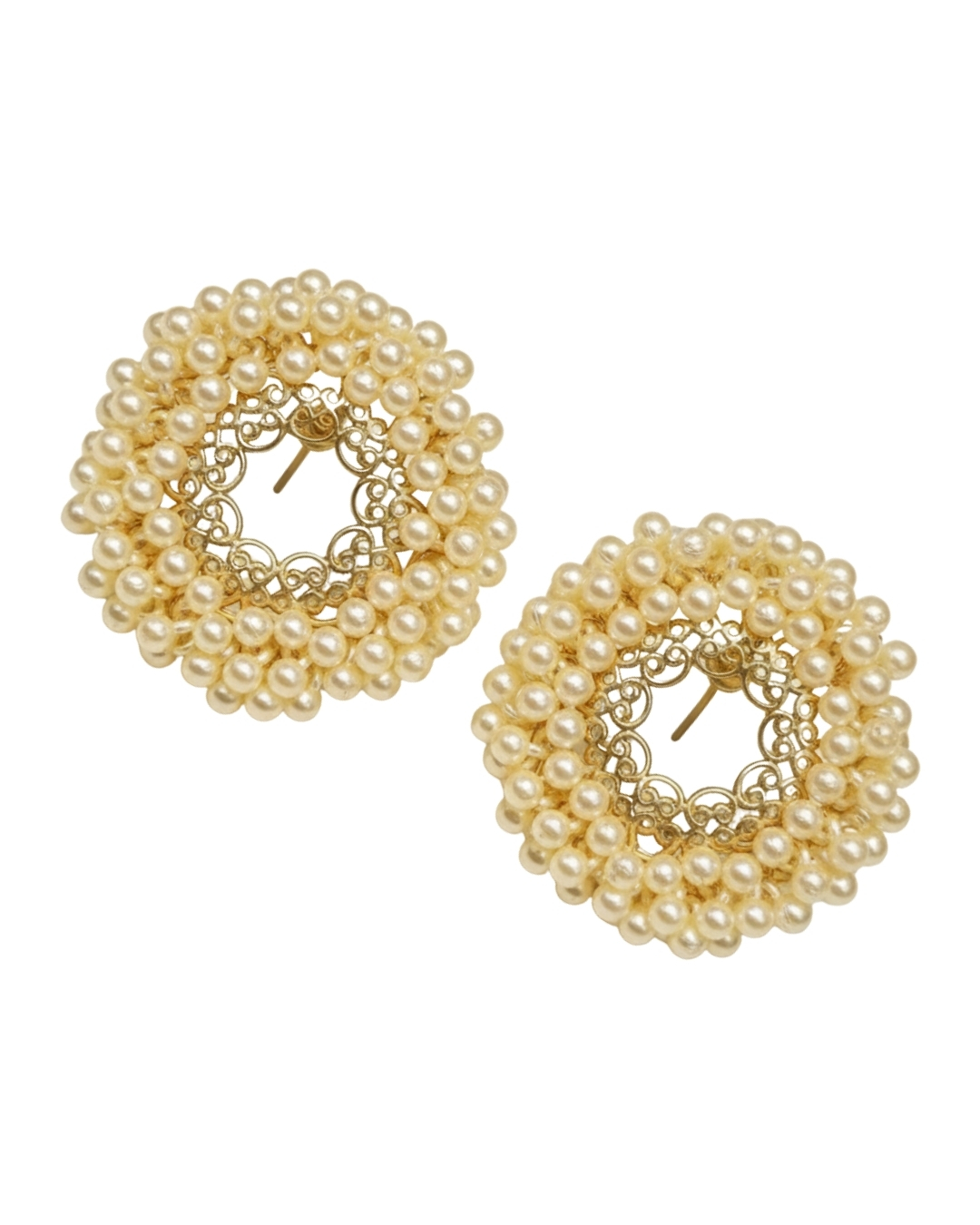 Elegant ethnic hollow earrings with pearls for women