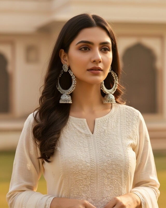 Ethnic circular jhumka earrings for women