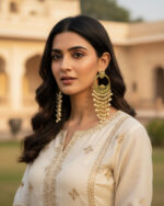 Traditional bell-shaped long pearls jhumkas for women