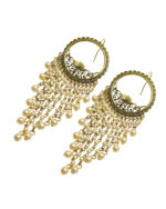 Traditional bell-shaped long pearls jhumkas for women
