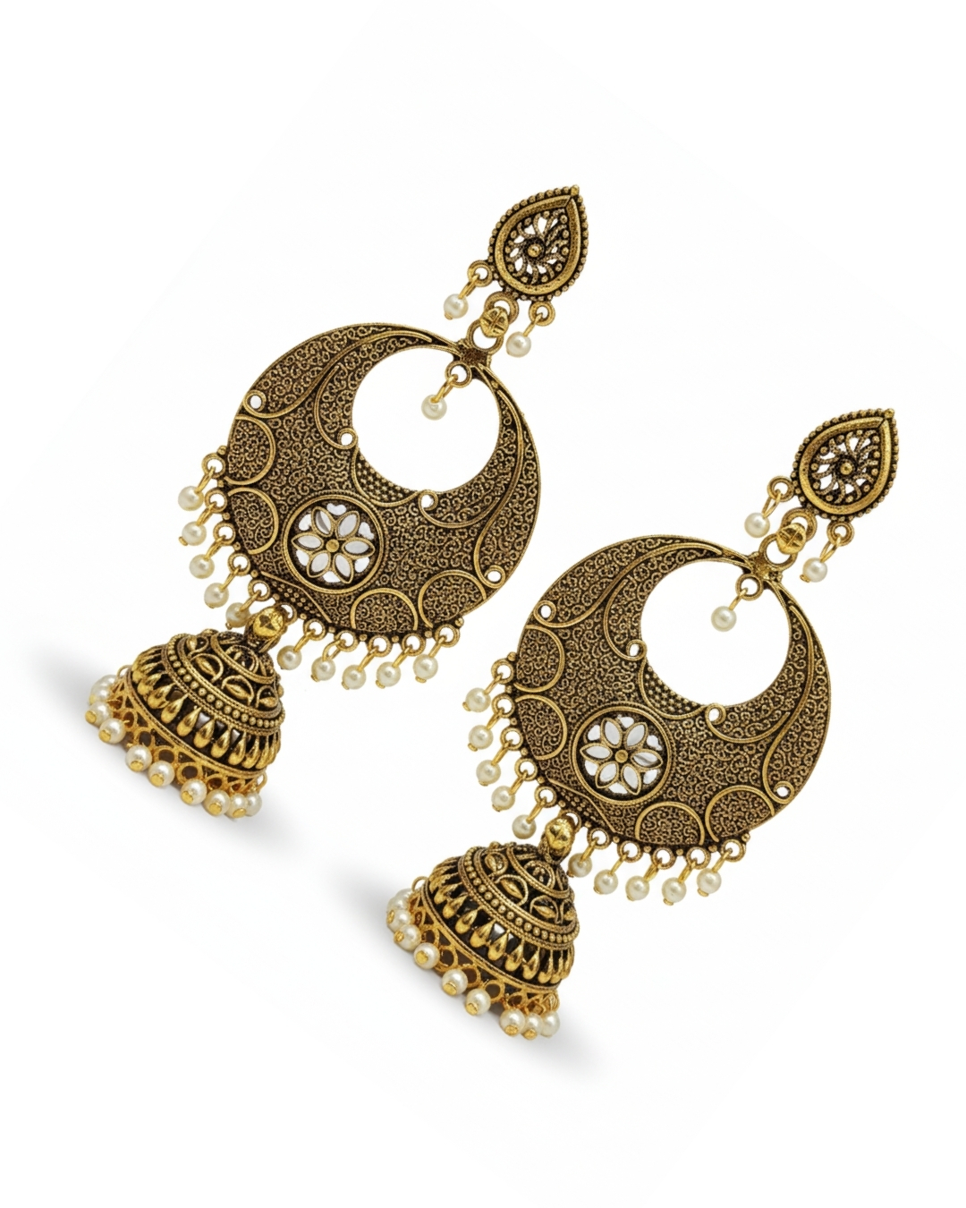 Royal ethnic gold jhumkas inspired by heritage design