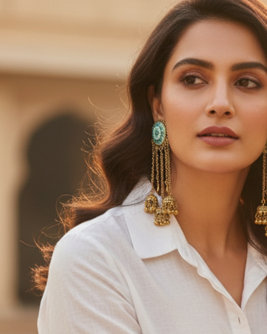 BT-J2-122b Multi-color Heeramoti drop western wear earrings for women