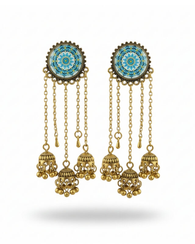 Multi-color Heeramoti drop western wear earrings for women