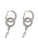 Orbit glow pearl drop earrings with a radiant orbit design