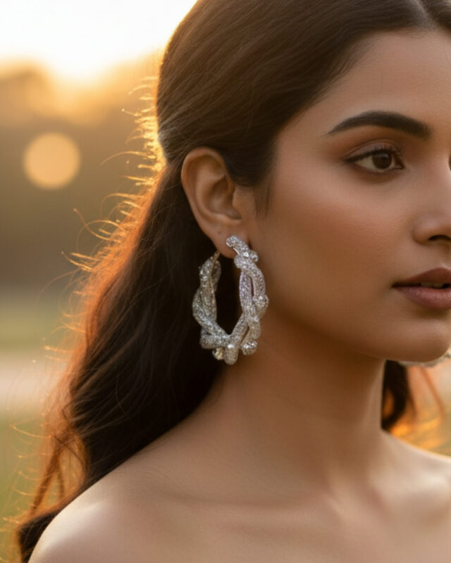 Twisted globe shiny earrings with reflective polished finish