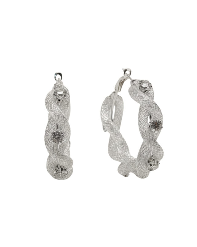 Twisted globe shiny earrings with reflective polished finish