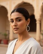 elegant stone-studded round earrings for women’s fashion.