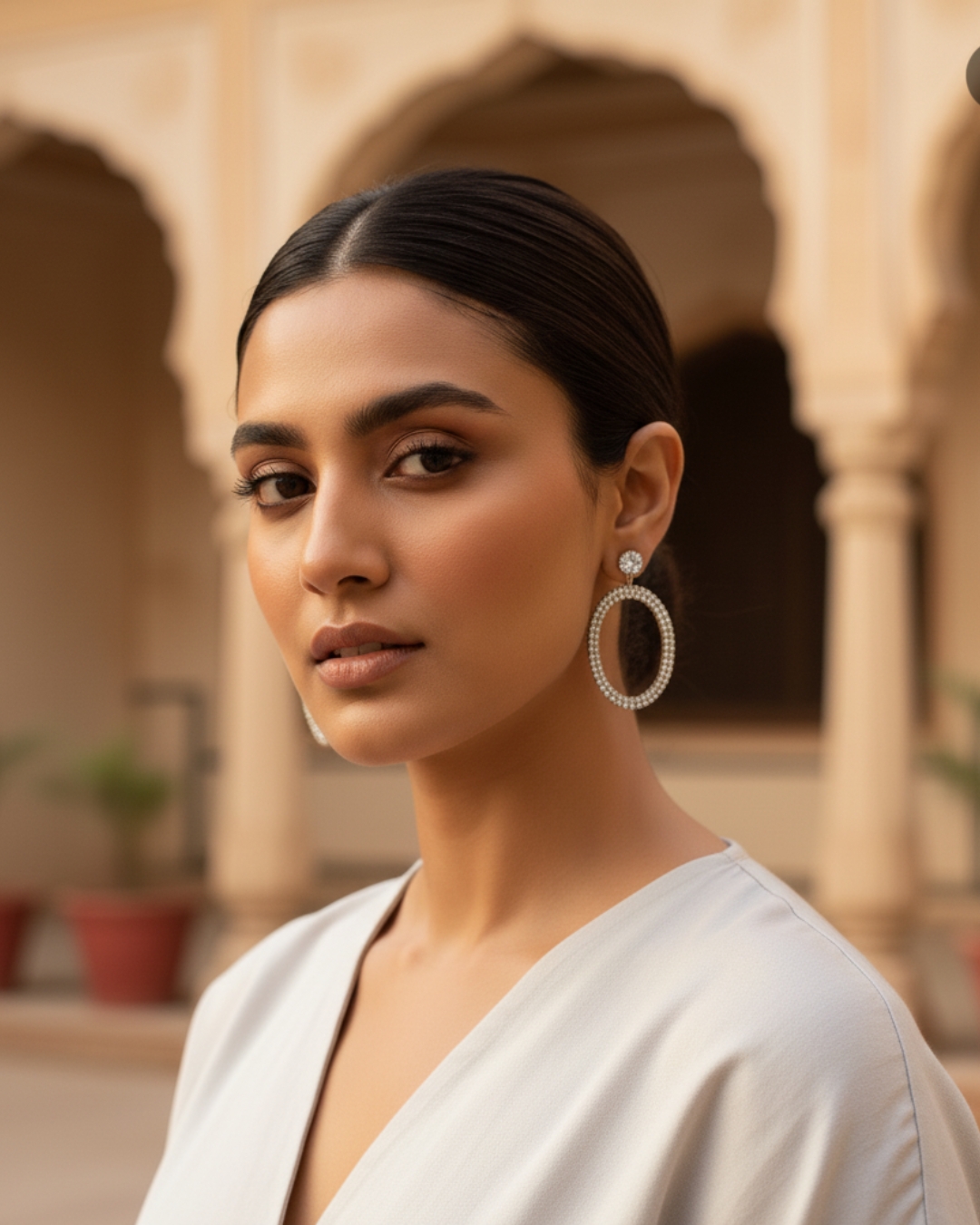 BT-J2-133b elegant stone-studded round earrings for women’s fashion.