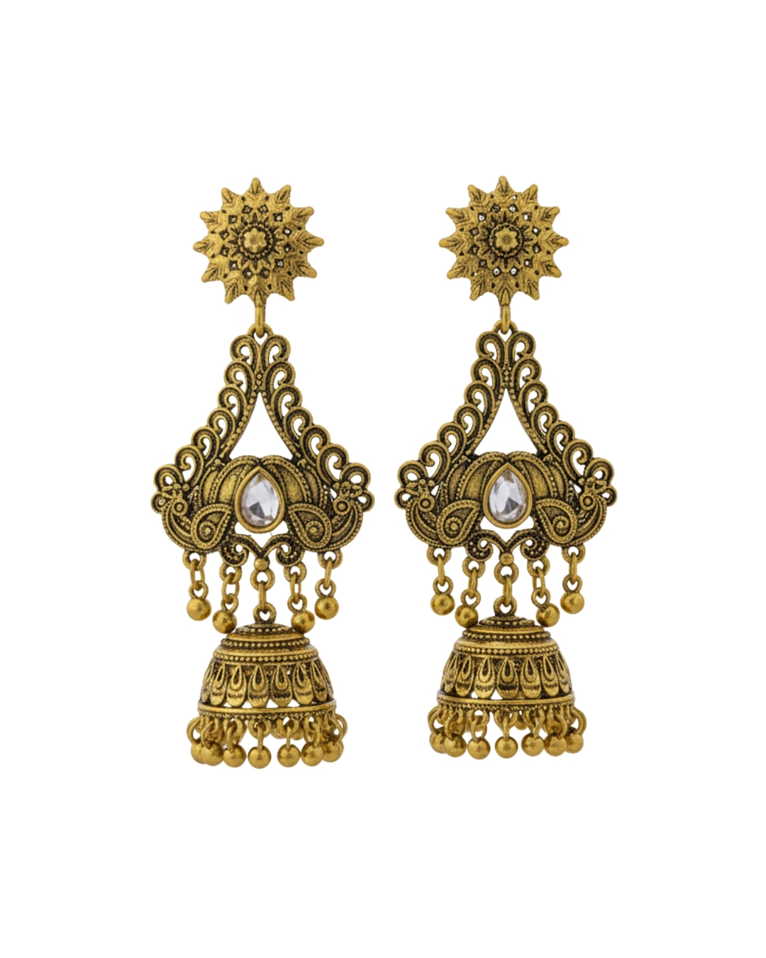 BT-J2-134 elegant heritage inspired ethnic earrings for women