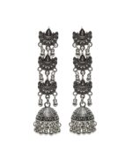 Oxidized layered silver jhumkas