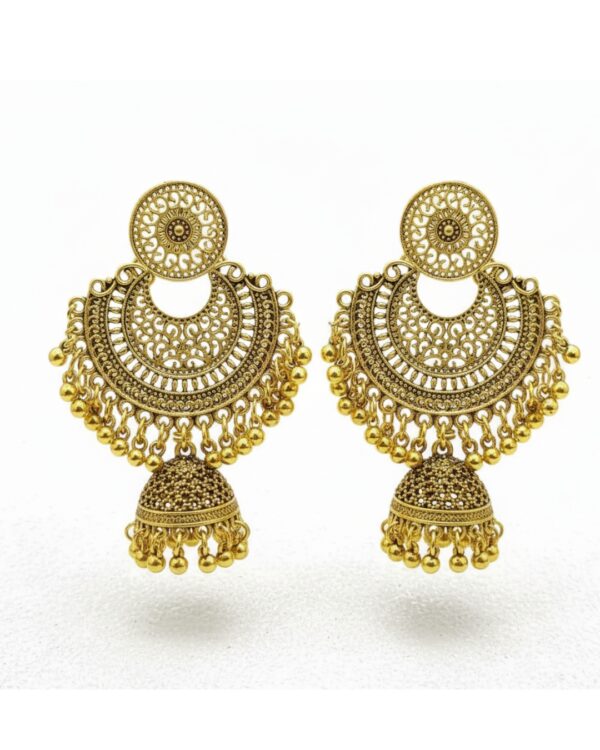 golden oxidized jhumka