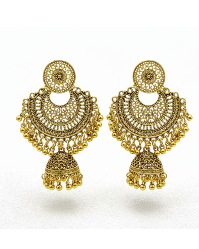 golden oxidized jhumka