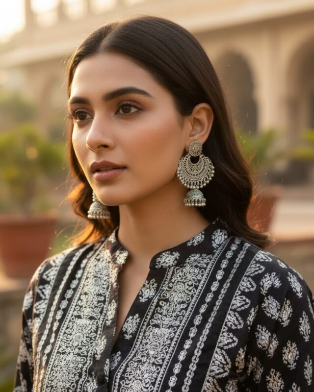 Silver golden oxidized jhumka