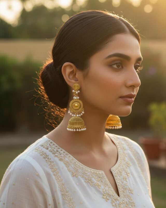 Traditional Silver Golden Jhumka