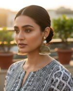 Mughal Chand silver golden jhumka