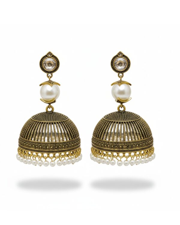 Mughal Chand silver golden jhumka