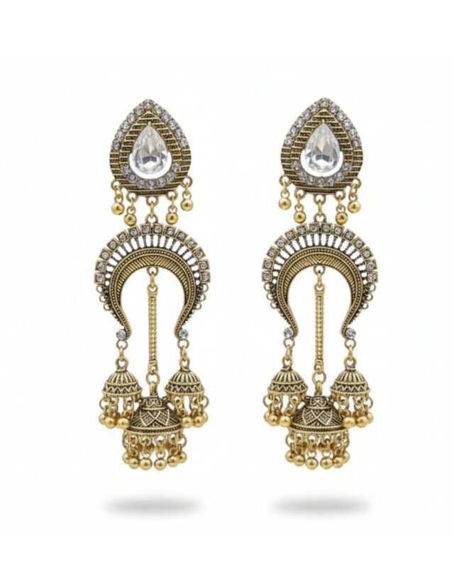 Sheesh Mahal silver golden earring