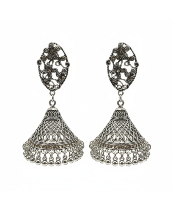 Silver jhanjar earring