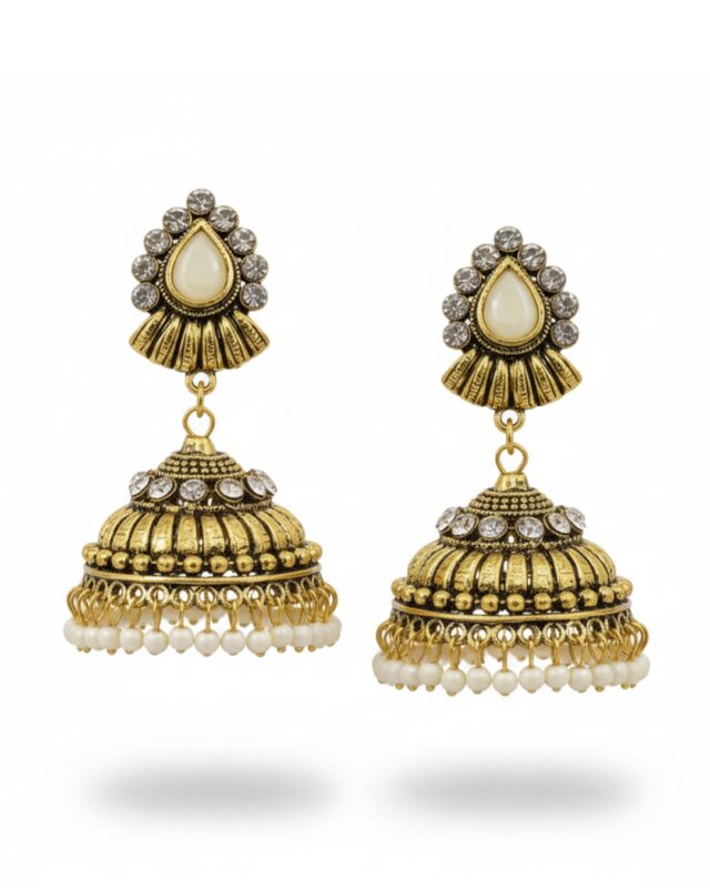 Mahrani stones golden jhumki
