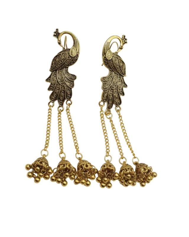 Peacock latkan jhumki earrings