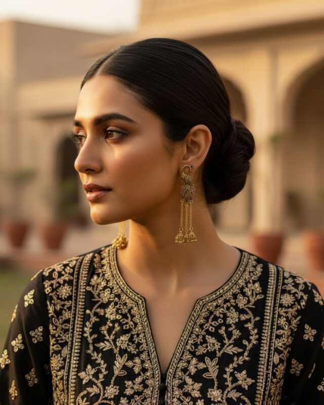 Peacock latkan jhumki earrings