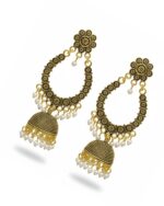 Sophia dome-shaped traditional jhumki earrings with ethnic detailing.