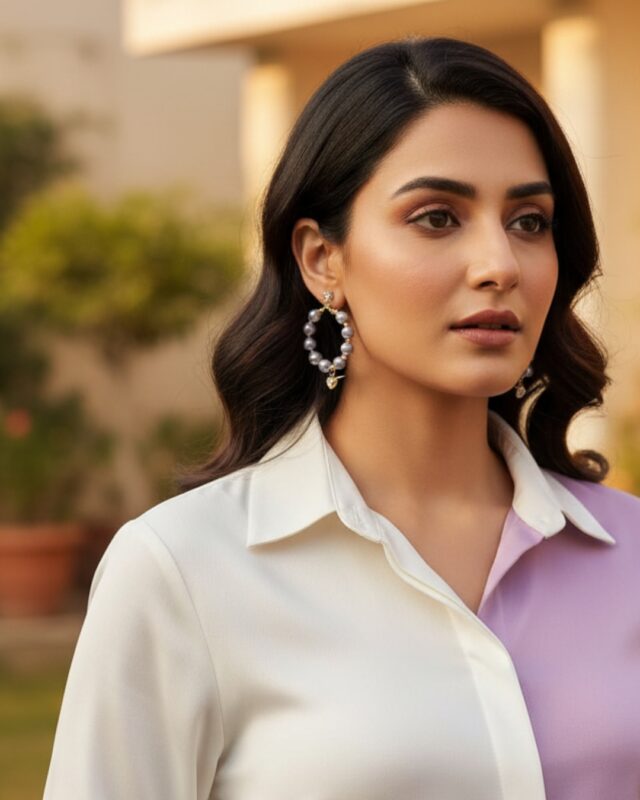 Light purple circular hoop earrings with a sleek modern design.