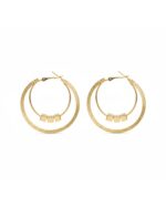 Triple layer circular gold hoop earrings with a modern trendy design.