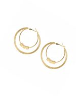 Triple layer circular gold hoop earrings with a modern trendy design.