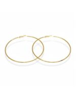 Trendy circular gold hoop earrings with a sleek minimal design.
