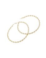 Twisted circular gold hoop earrings with a stylish textured design.