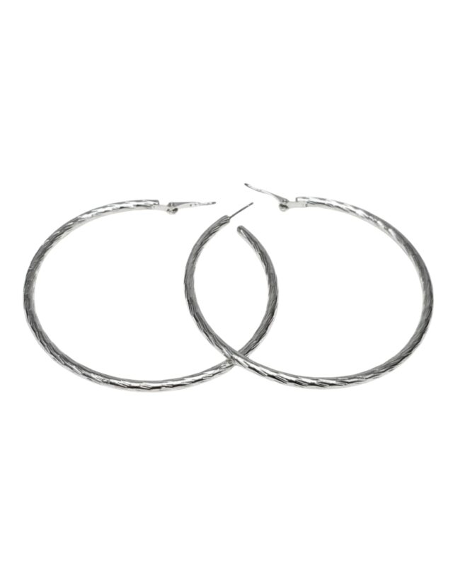 Zigzag circular hoop earrings in silver and golden finish with modern design.