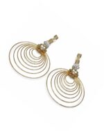 Flower circular round hoop earrings with delicate floral detailing.