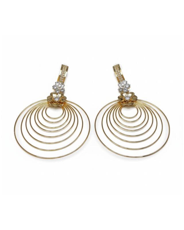 Flower circular round hoop earrings with delicate floral detailing.