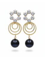 Floral stone pearl drop earrings