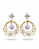 Casual leaf pearl gold earrings