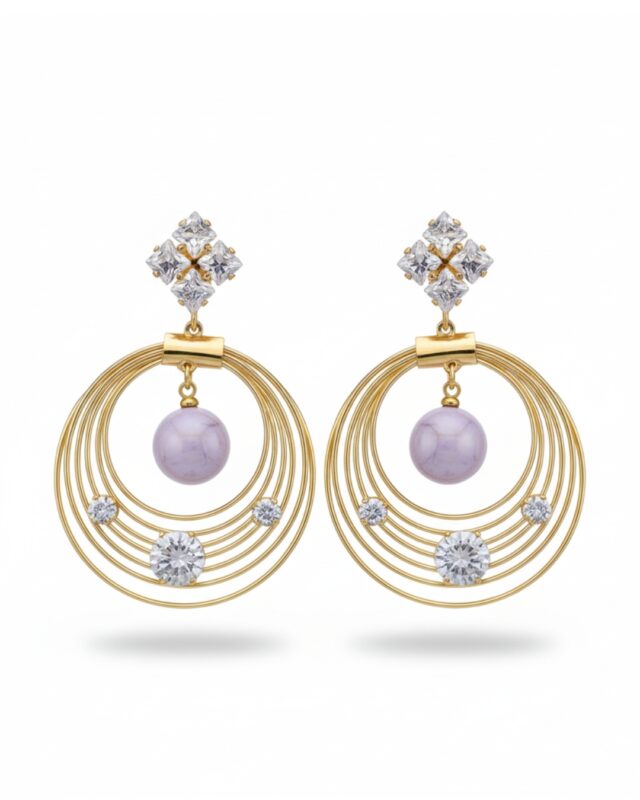 Casual leaf pearl gold earrings