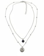 Silver black circle layered pendant