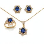 Gold flower pearl jewelry set