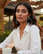 Silver gold round hoop earrings