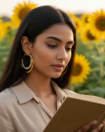 Double stone embedded hoop earrings