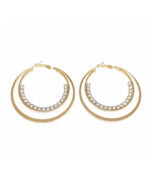 Double stone embedded hoop earrings