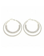 Double stone embedded hoop earrings
