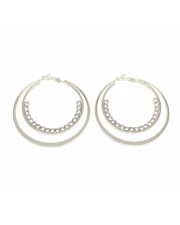 Double stone embedded hoop earrings